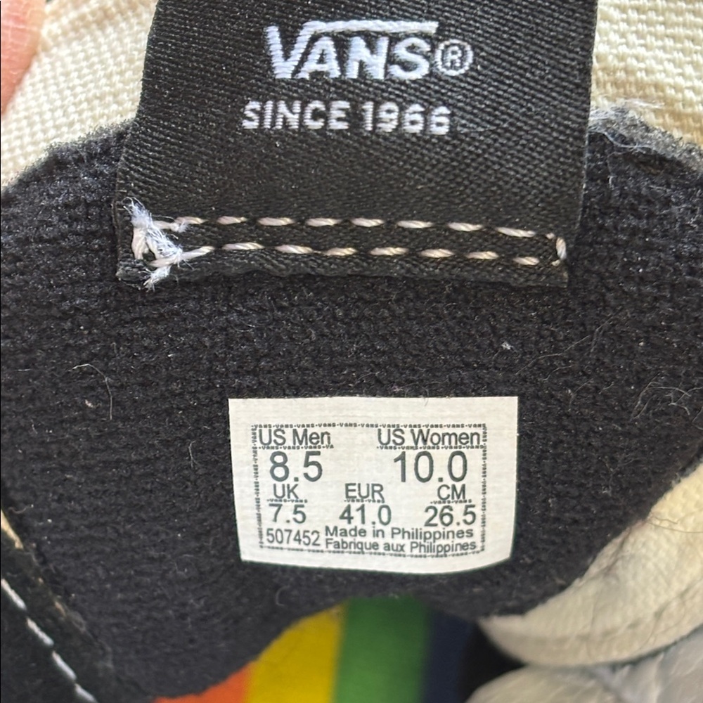 -Vans Skate Sk8-Hi Pride Sneakers Black with Rainbow Men’s 8.5 Women’s 10 - Picture 5 of 16
